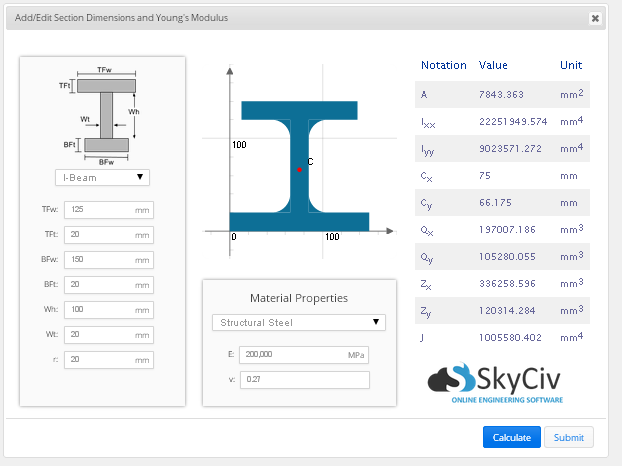 UPDATE: SkyCiv’s Beam Section Generator