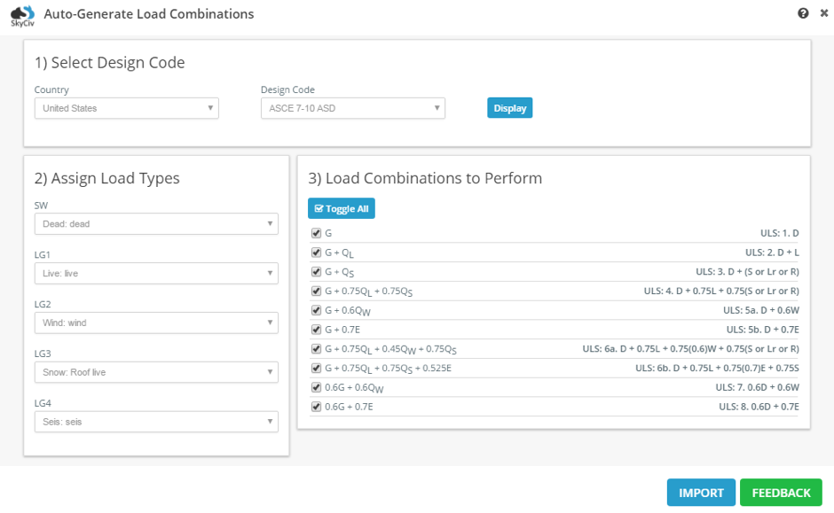 structural analysis load combinations