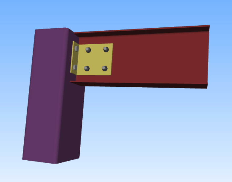 example of a shear connection with bolts and welds from skyciv connection design software