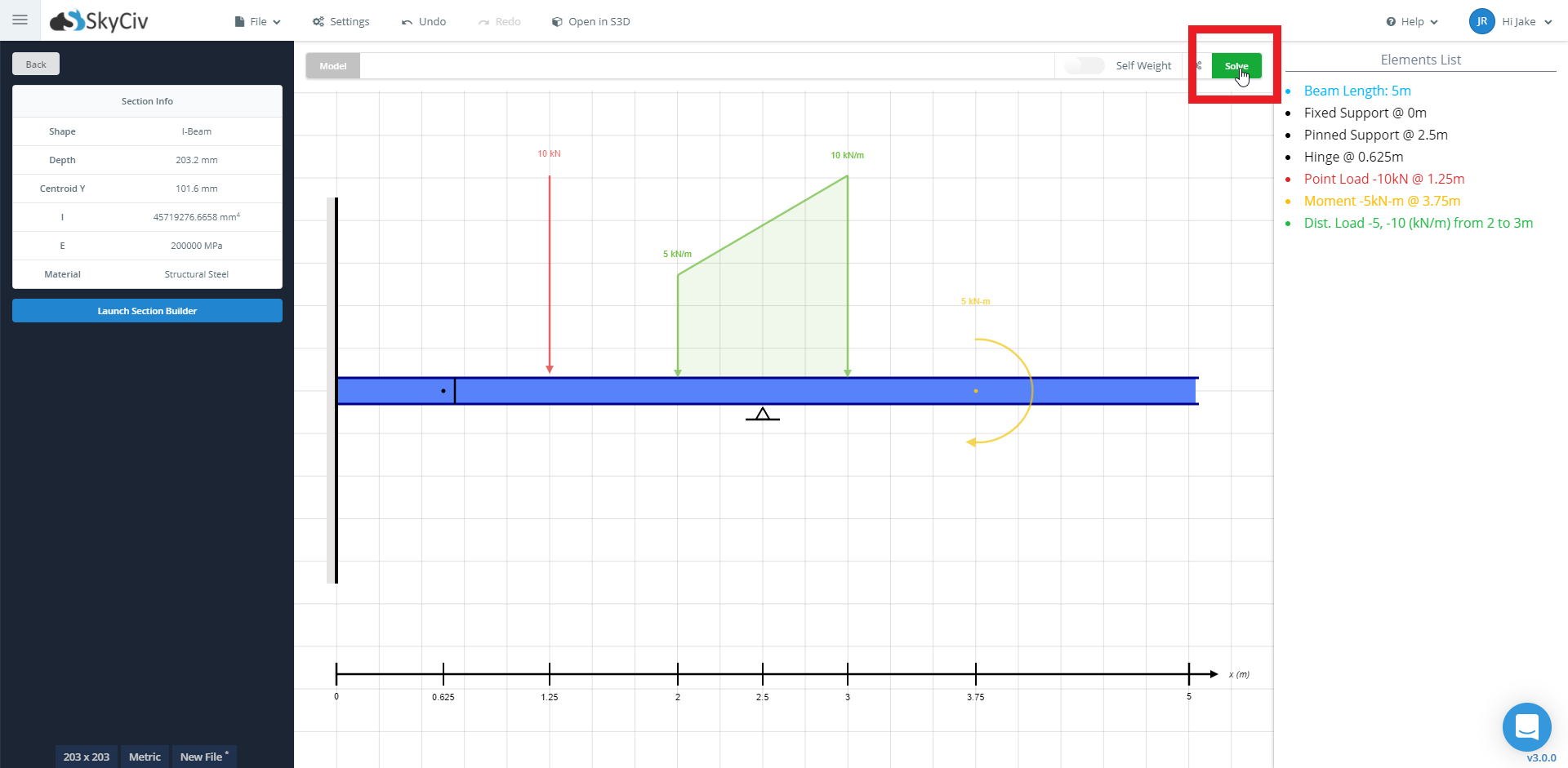 SkyCiv Beam Solving