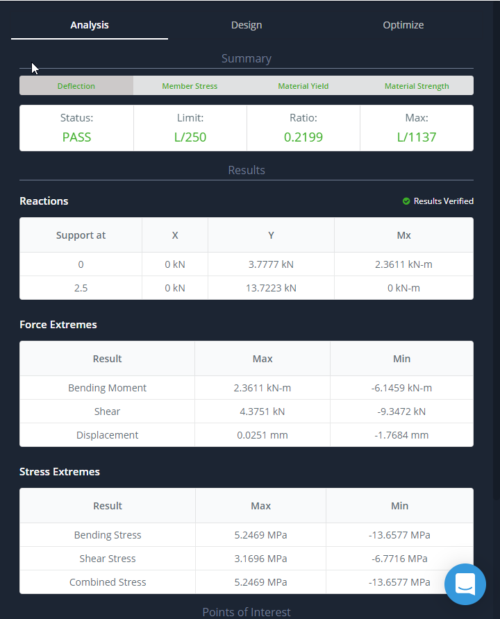SkyCiv Beam Results