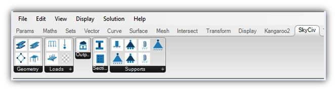 grasshopper skyciv plugin buttons in ribbon