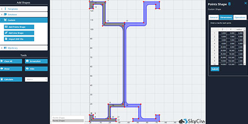 SkyCiv-Arm-Leg-Beam how to calculate moment of inertia, how to find the moment of inertia, centroid calculator, second moment of inertia