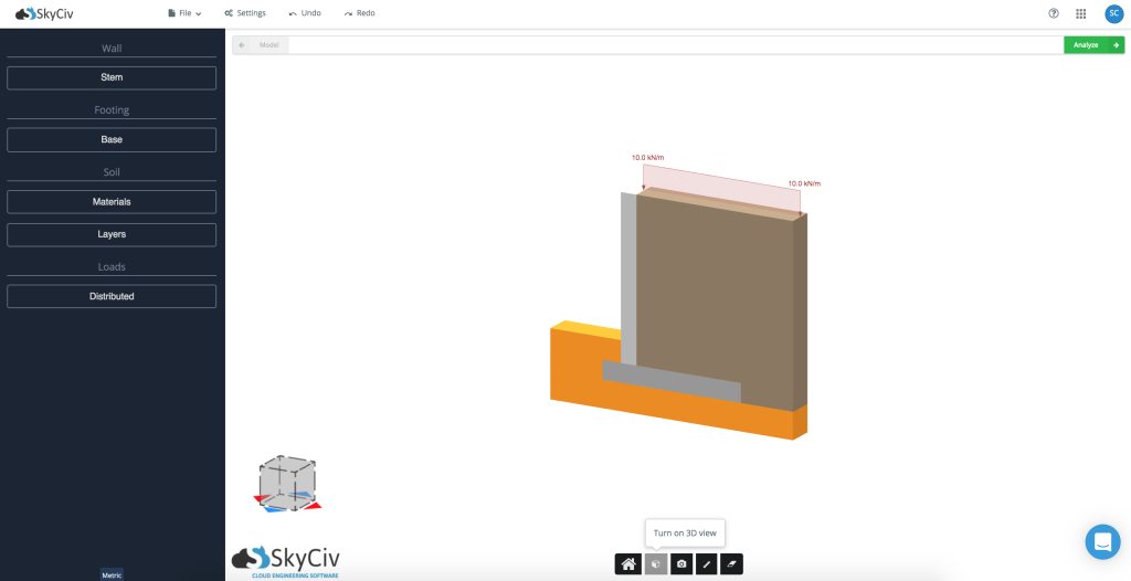retaining wall software showing the concrete retaining wall