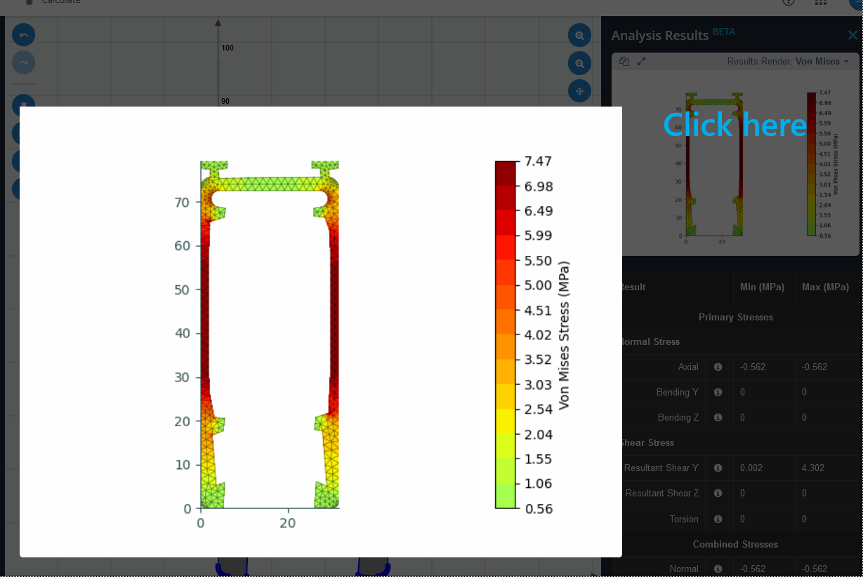 Grafische Ergebnisse der Section Builder-Analyse