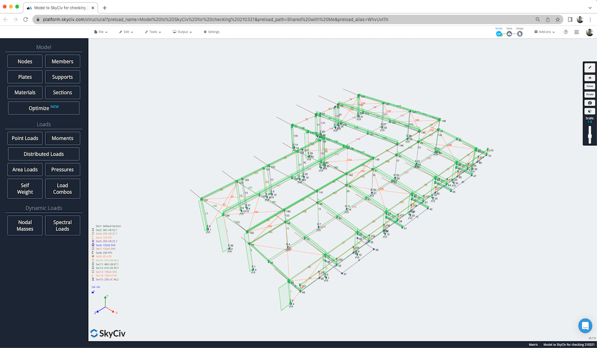 skyciv-structural-skyciv-structural-analysis-steel-warehouse-design-software-large-model-wireframe-min Frame calculator online, Frame analysis online