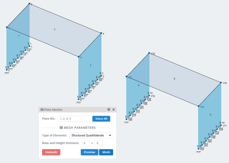 Orthotropic Plates, meshing plates