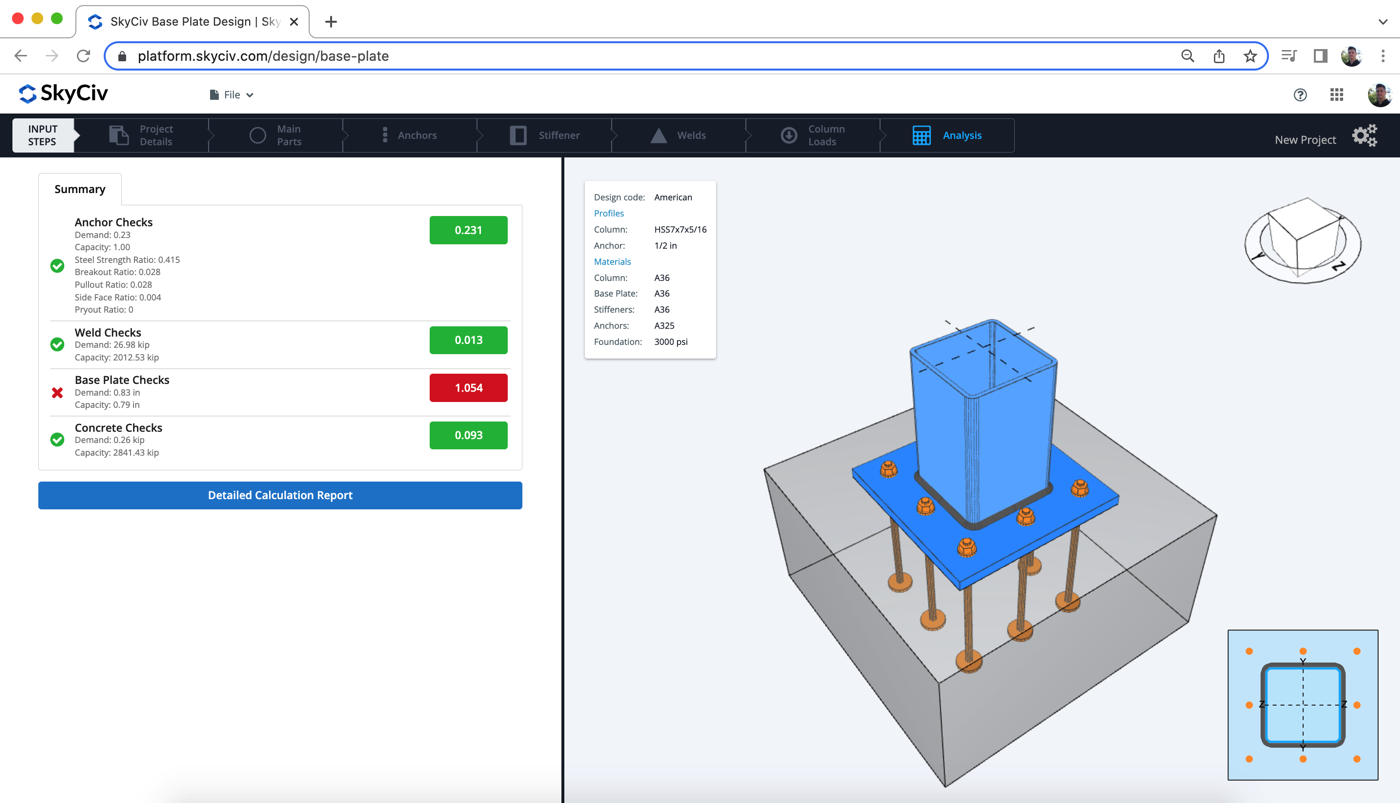steel-base-plate-design-software-skyciv-online-structural-engineering steel design analysis