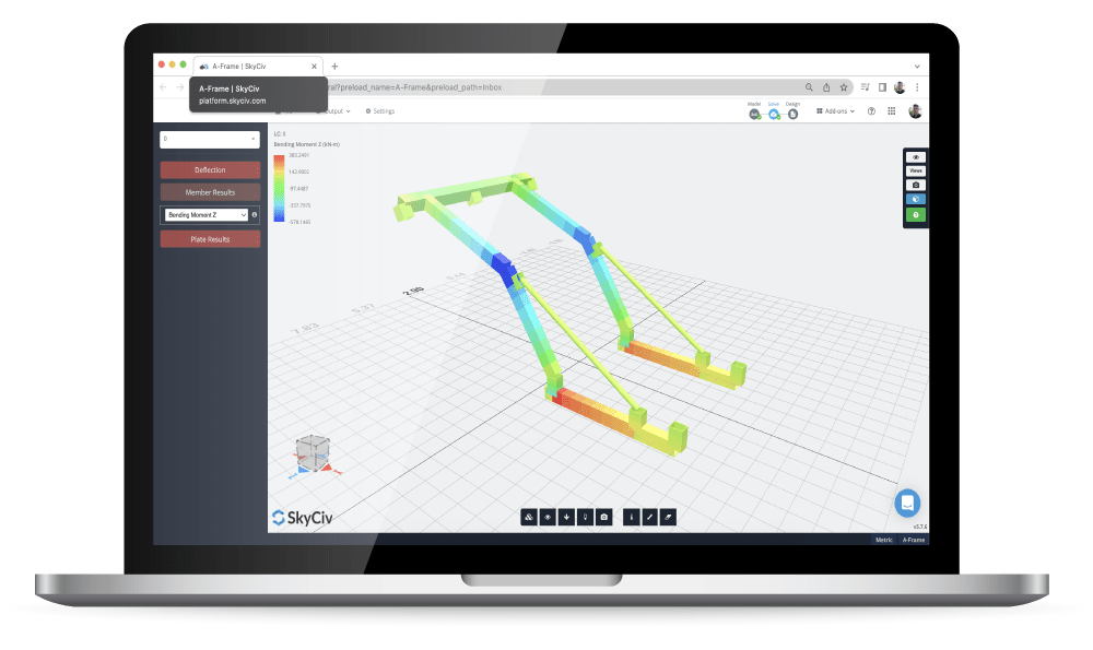 a-frame-naval-architechture-mechanical-engineering-software-fea-structural-analysis-skyciv-bending-moment-force-results -min a-frame-naval-architechture-mechanical-engineering-software-fea-structural-analysis-skyciv-bending-moment-force-results -min