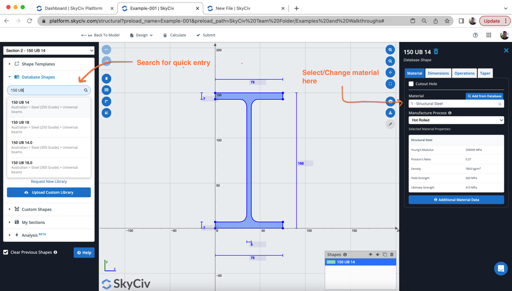 section-builder-example-steel-structural-analysis-model simple structural analysis model