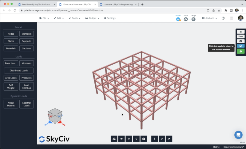 default sections Model a concrete structure, sections and materials