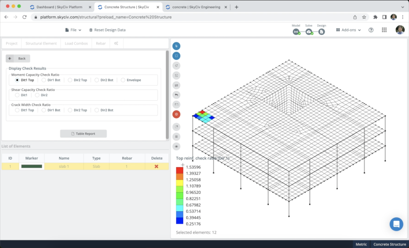 slabs results RC Model a concrete structure, slabs design