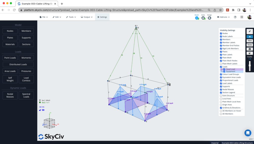 structural-cabale-analysis-s3d-walkthrough-example-apply-loads model a cable lifting structure