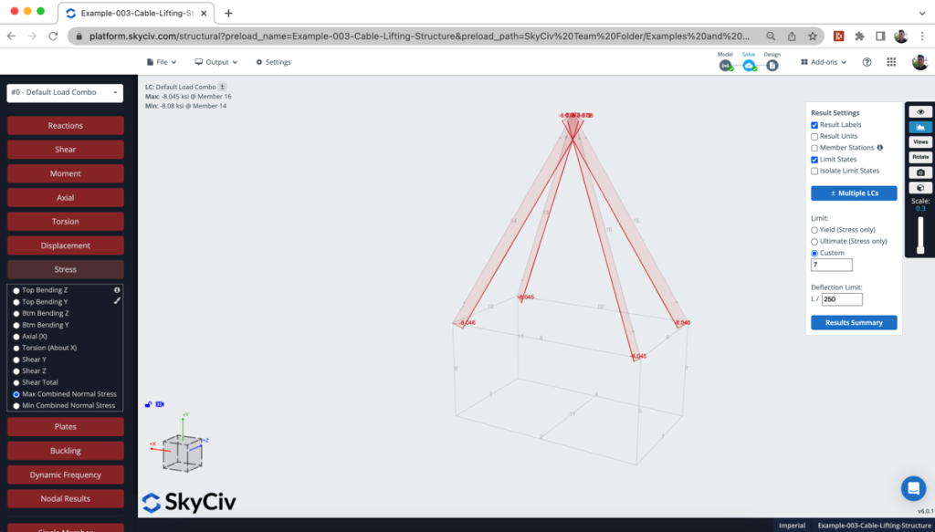 structural-cabale-analysis-s3d-walkthrough-example-review-stresses cable lifting structure design