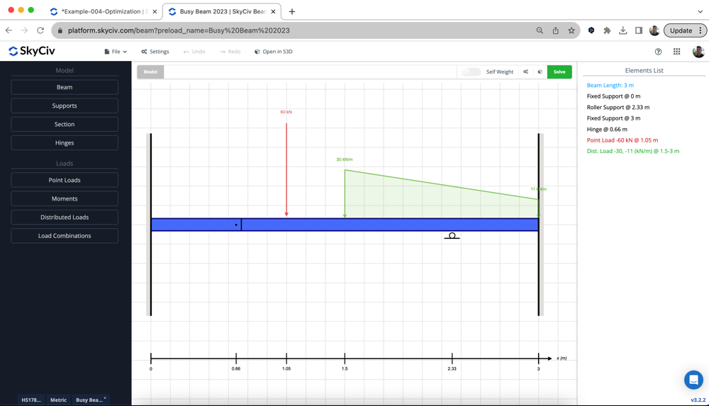 skyciv-beam-model-optimizing-steel-sections-model Design Steel Silo Structure using Plates