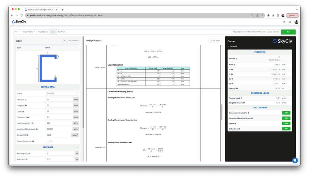 quick-design-software-purlins SkyCiv Autodesigner