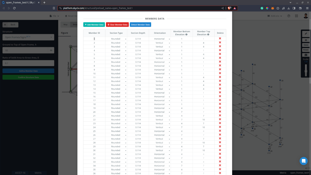 Member data detected in S3D model