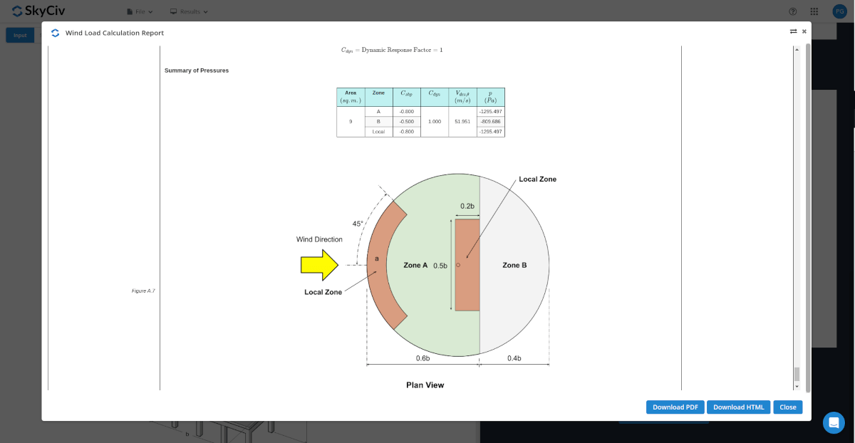 Detailed load report for circular bins and tanks