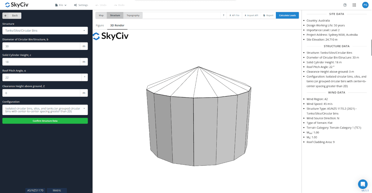 Circular bin 3d render
