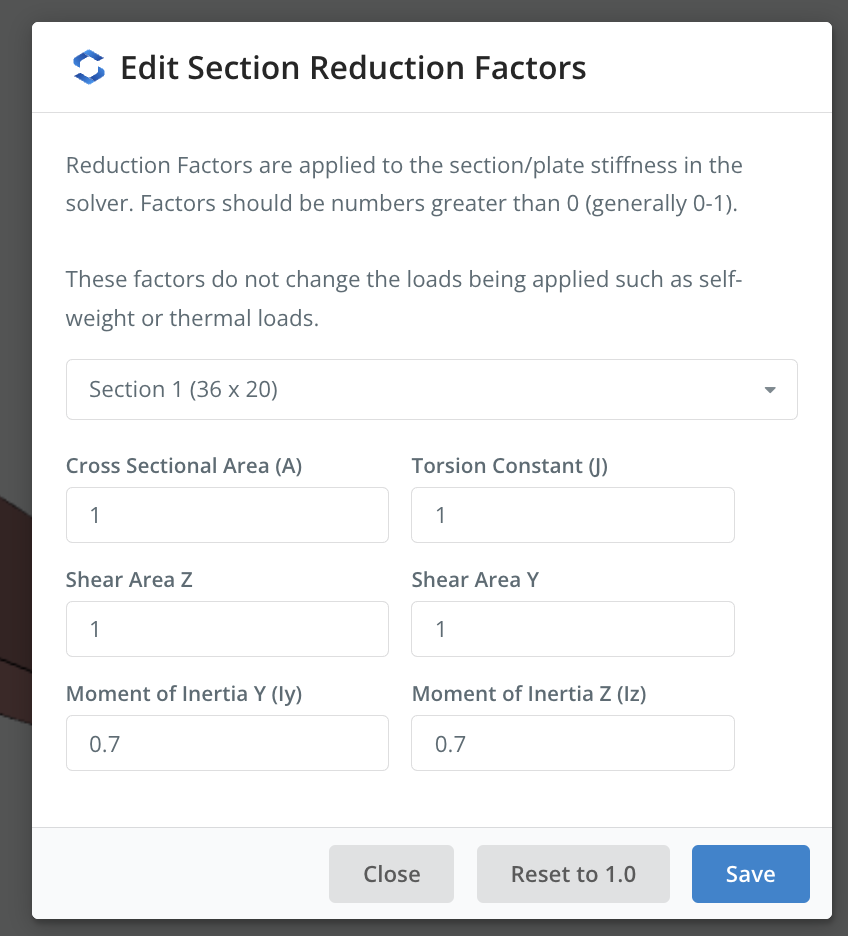 13 Section Reduction Factors