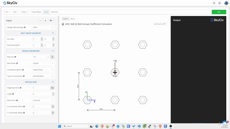 AISC 360-22 Bolt Group Coefficient Quick Design